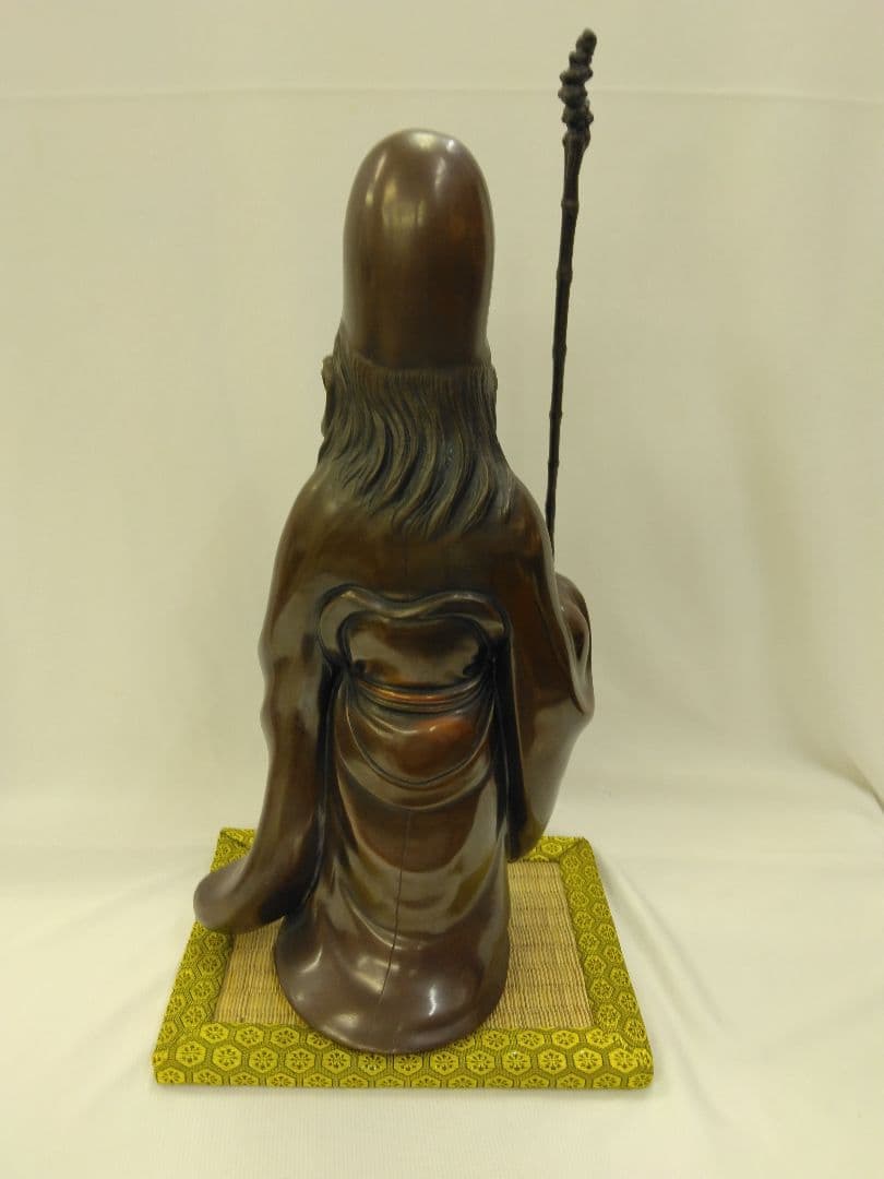 青銅製　福禄寿像 杖付き 置物