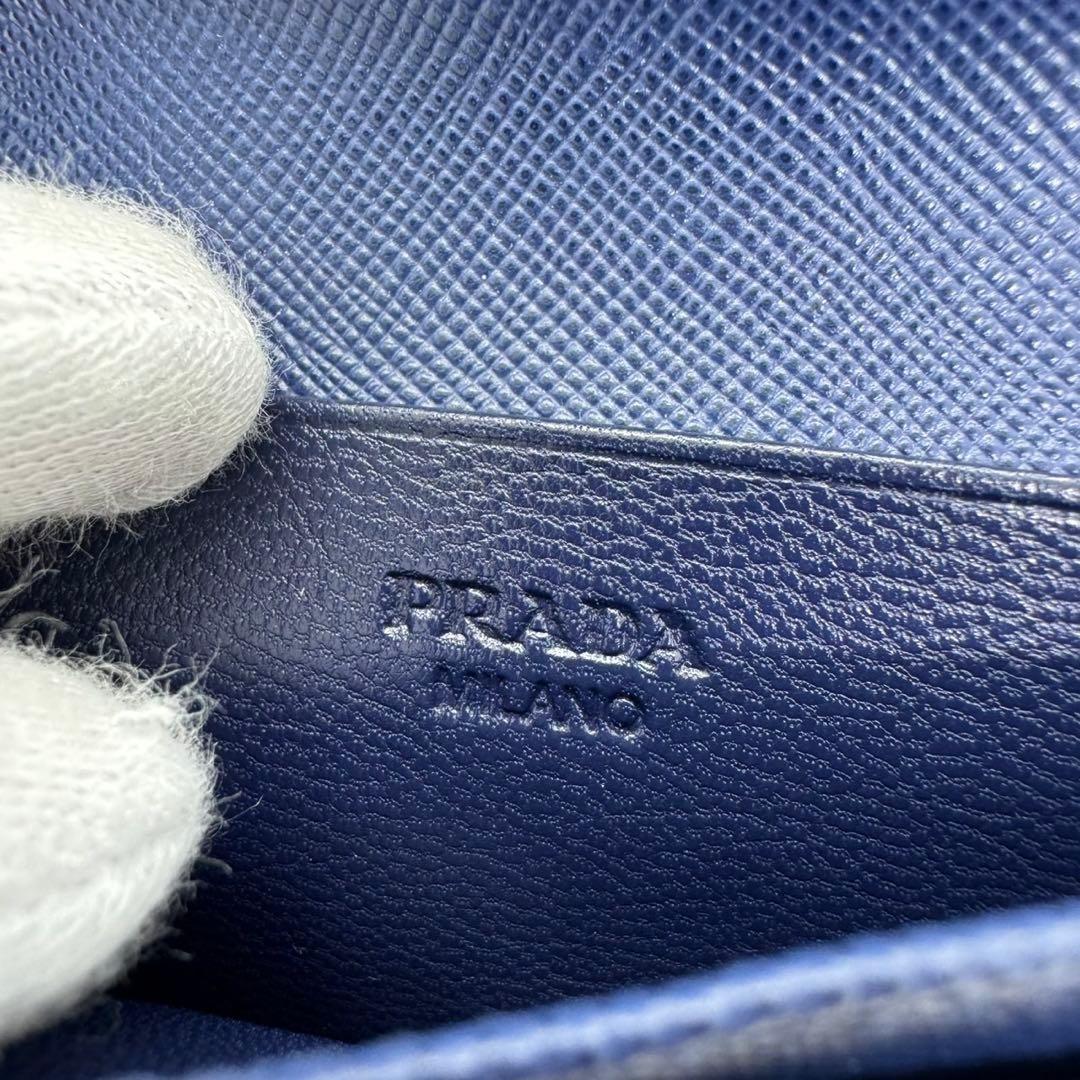 PRADA ネイビー 名刺入れ サフィアーノレザー