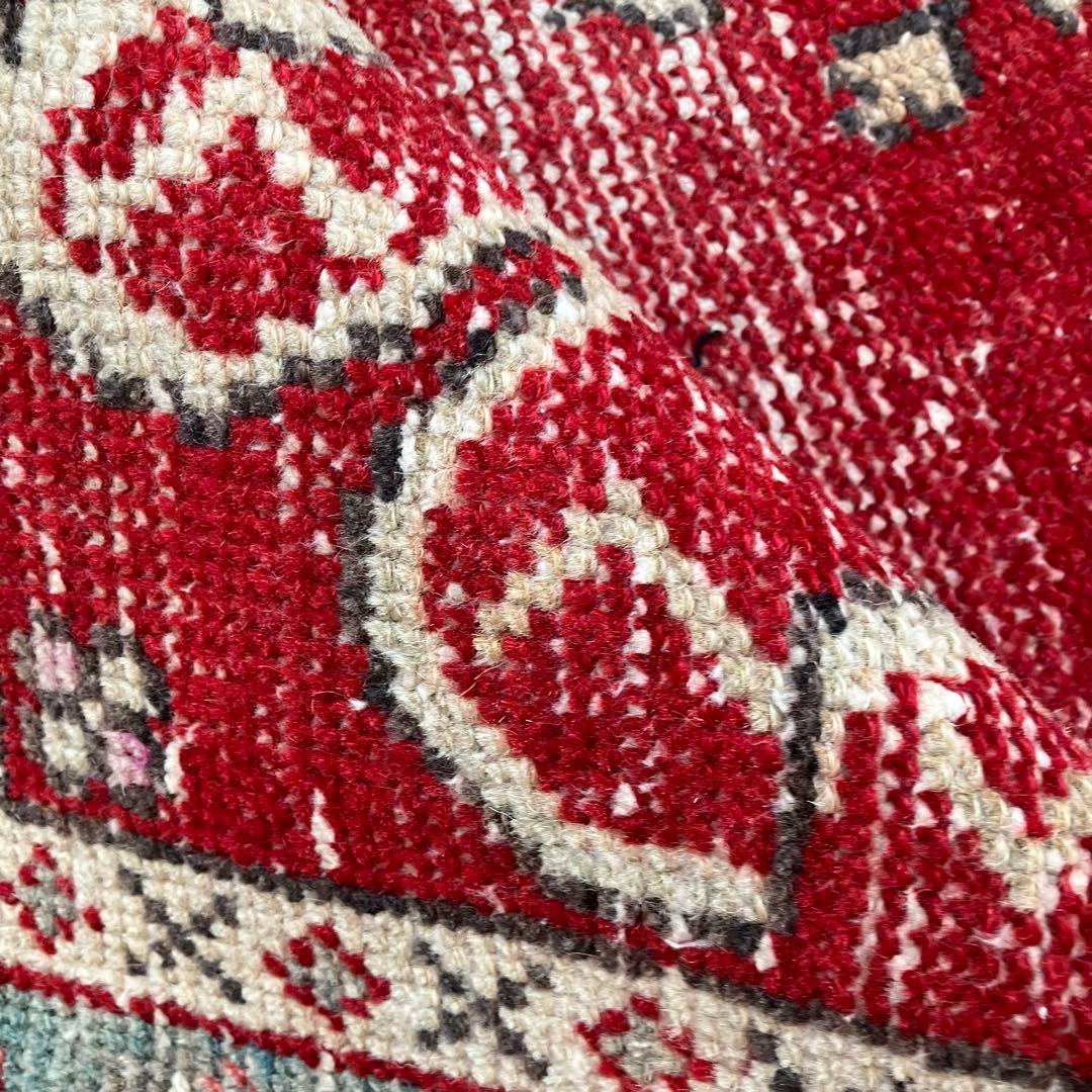 レア貴重✳︎大判　ギュネイラグ　レッド　淡いブルー　ピンク　トルコヴィンテージラグ