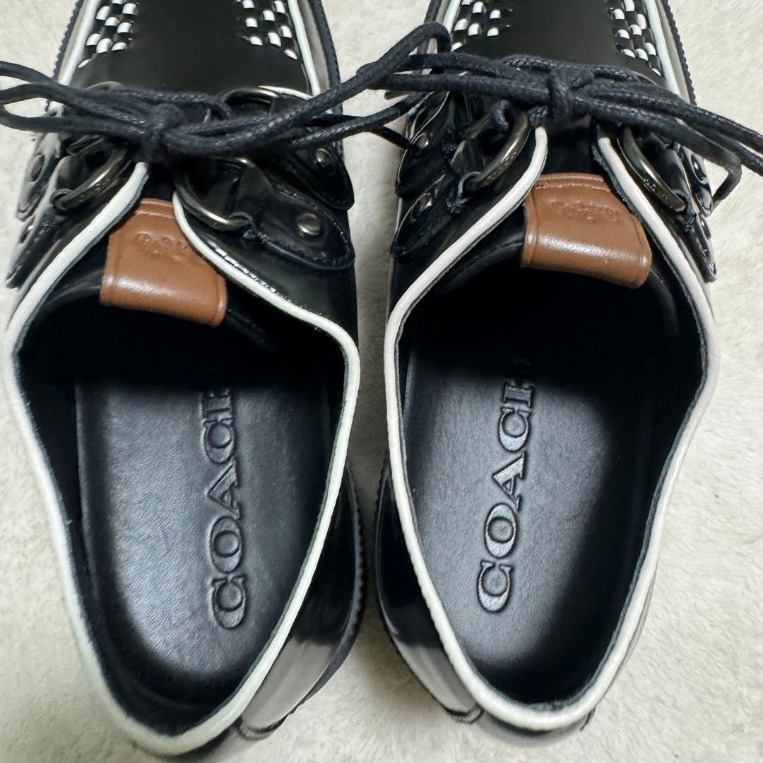 【COACH】美品✨レザーシューズ　23.5cm D-ring スニーカー　厚底