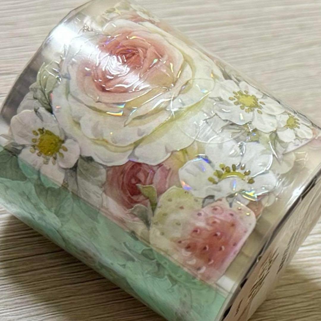 海外 PETテープ マスキングテープ フラワーと苺