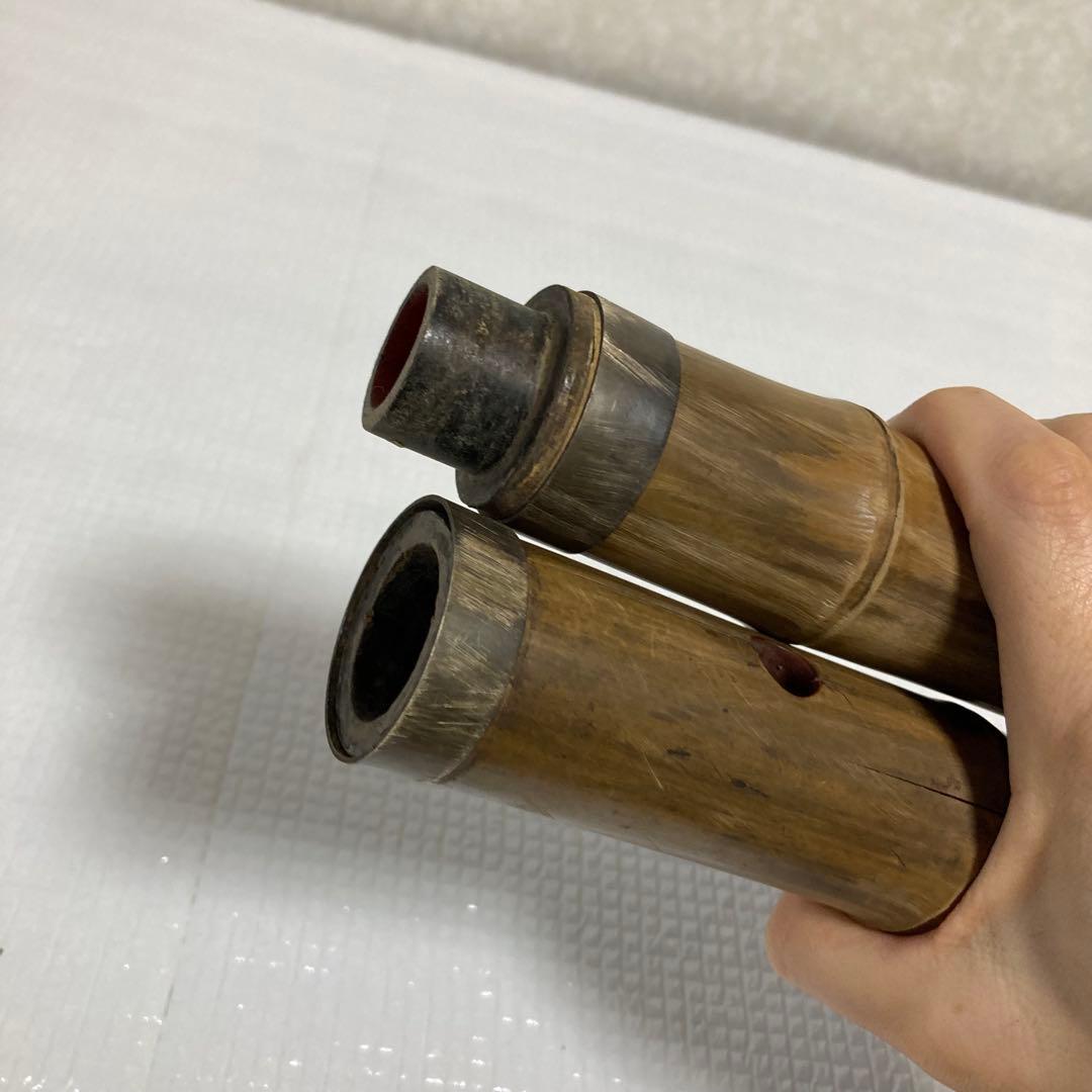 尺八 和楽器 竹製 延べ管 銘刻印入り 中継ぎ 古道具 骨董 ジャンク 現状渡し