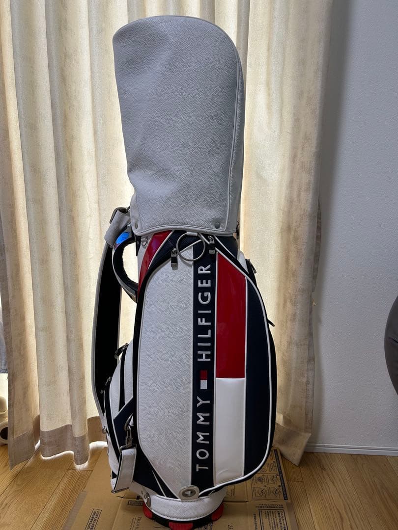 【美品】  キャディバッグ ホワイト/ネイビー/レッド