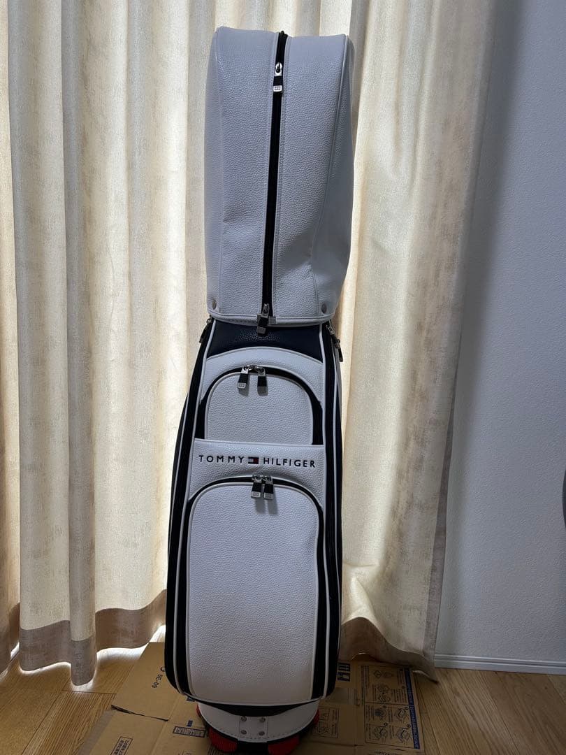 【美品】  キャディバッグ ホワイト/ネイビー/レッド