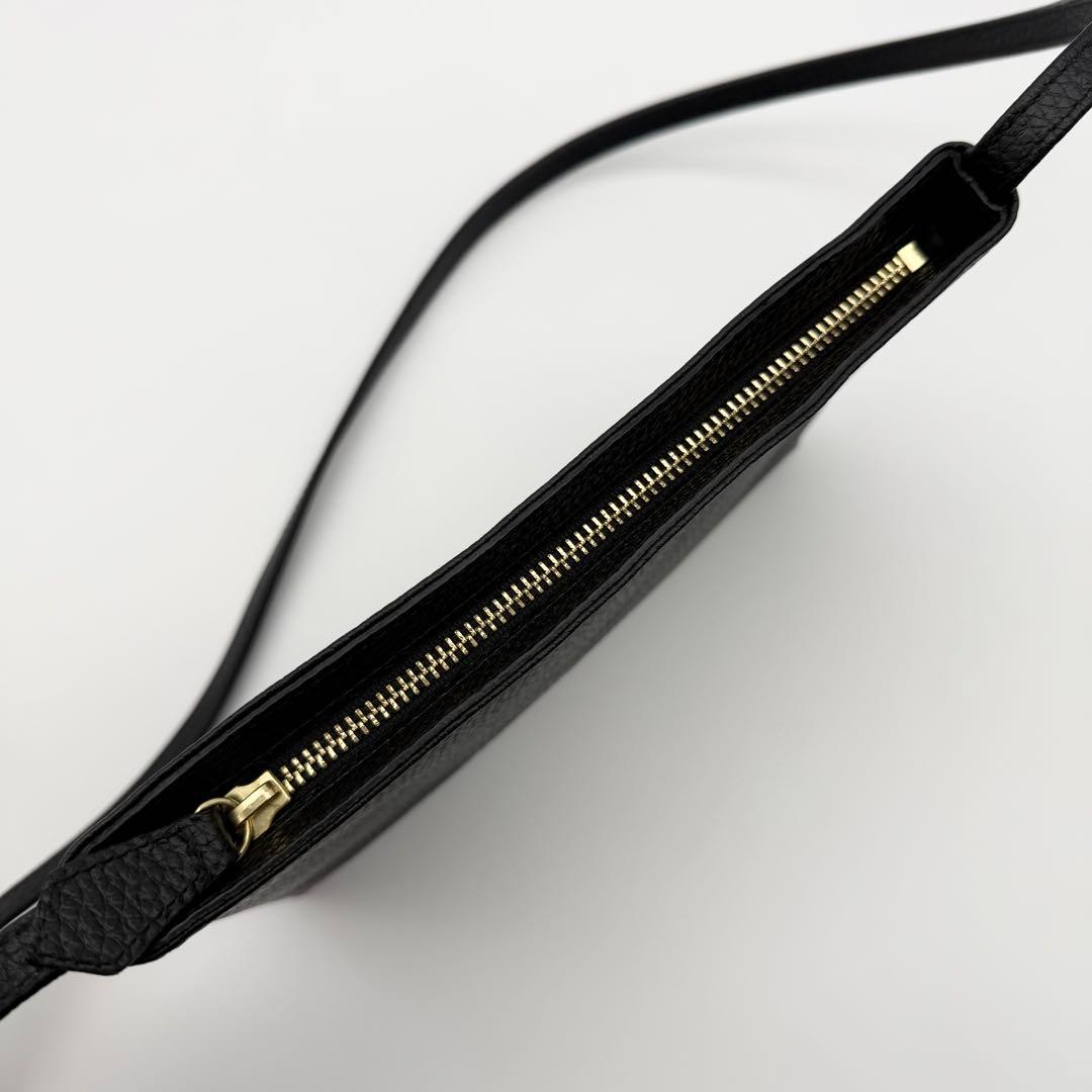 【極美品】HushTug サコッシュ ショルダーバッグ レザー 調整可 ブラック