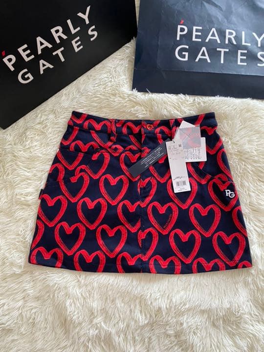 パーリーゲイツ ストレッチスカート 落書きハート柄プリントサイズ1