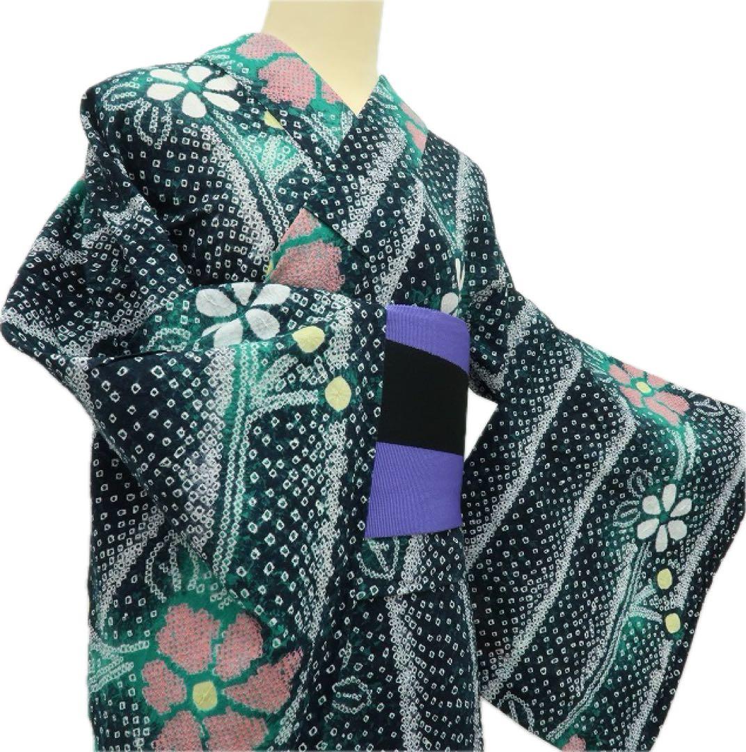 美品 有松鳴海絞り トールサイズ 高級浴衣 着物 A3411