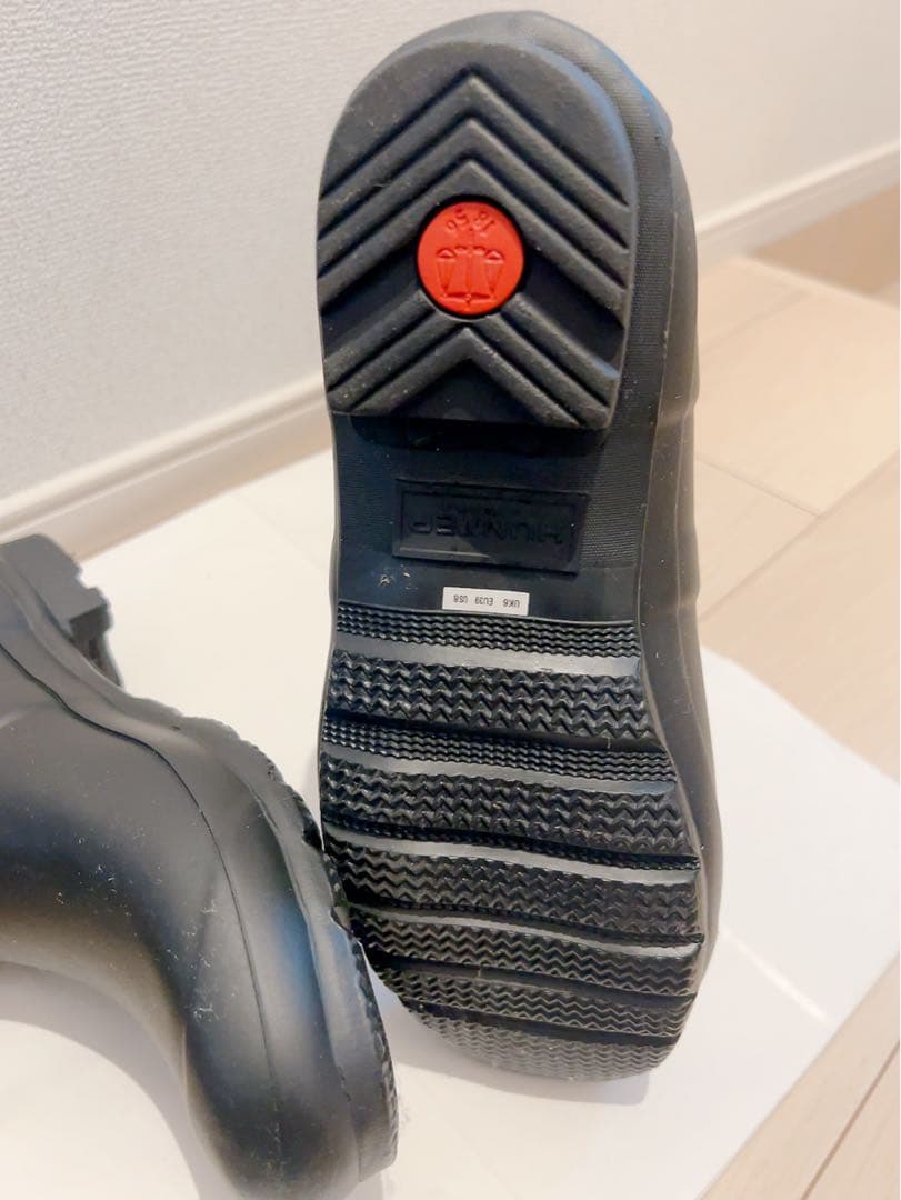 美品 HUNTER レインブーツ ブラック バックストラップ付き