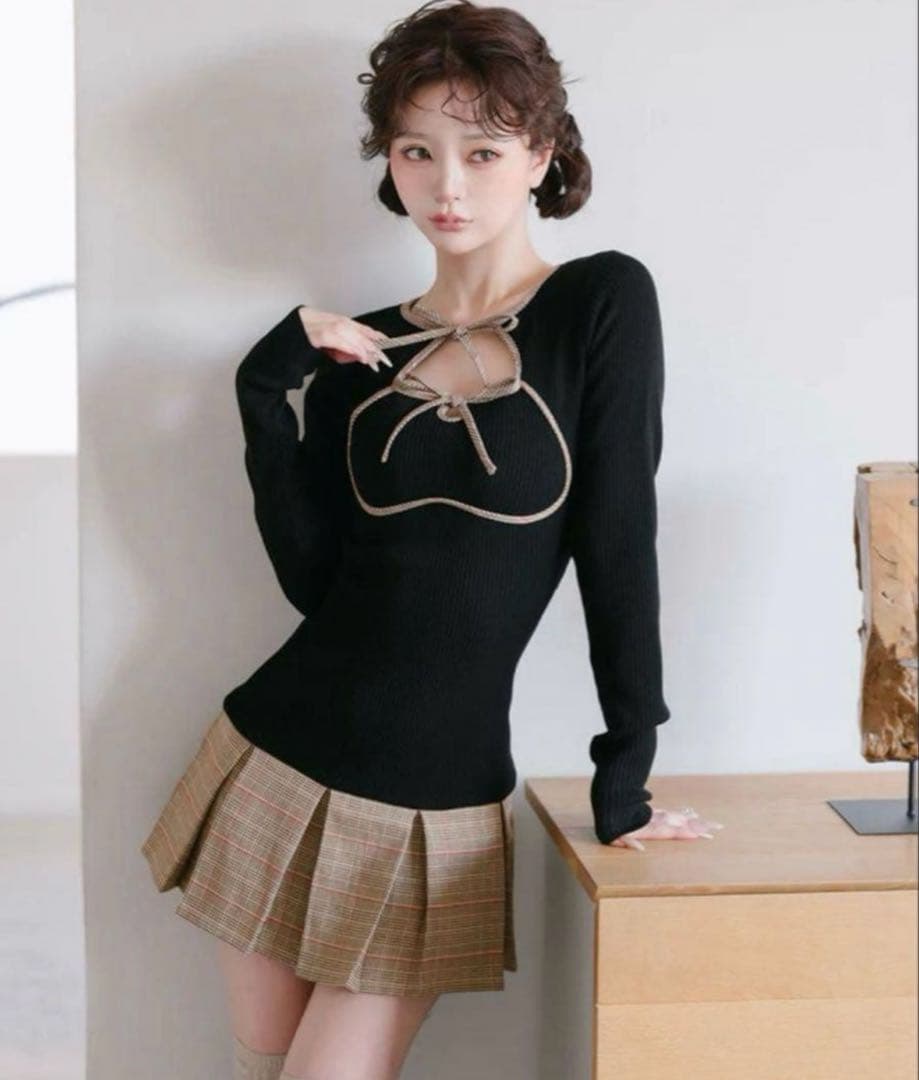 darich ダーリッチ ポイントチェックニットミニワンピース