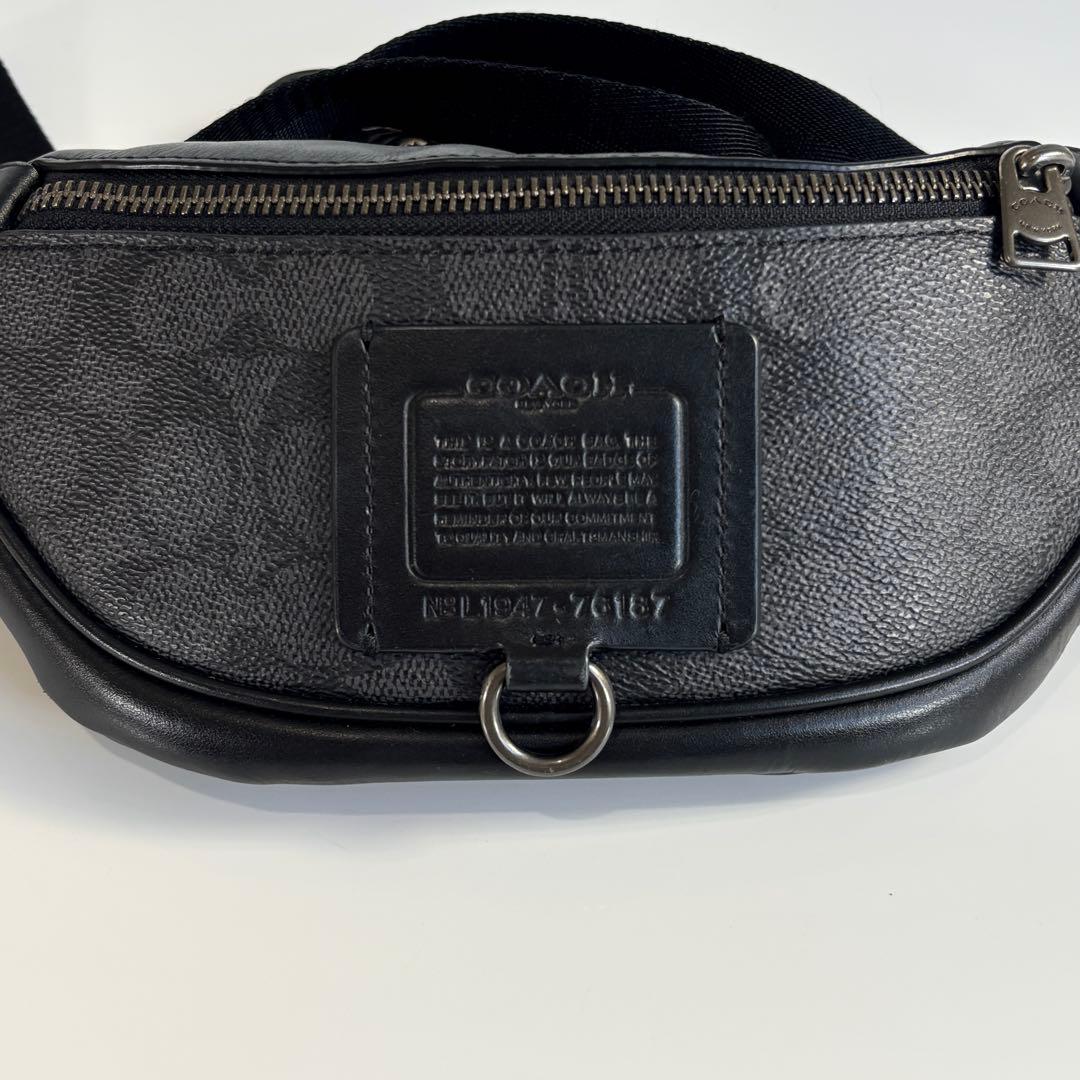 美品 COACH コーチ シグネチャー レザー ボディバッグ ウエストバッグ