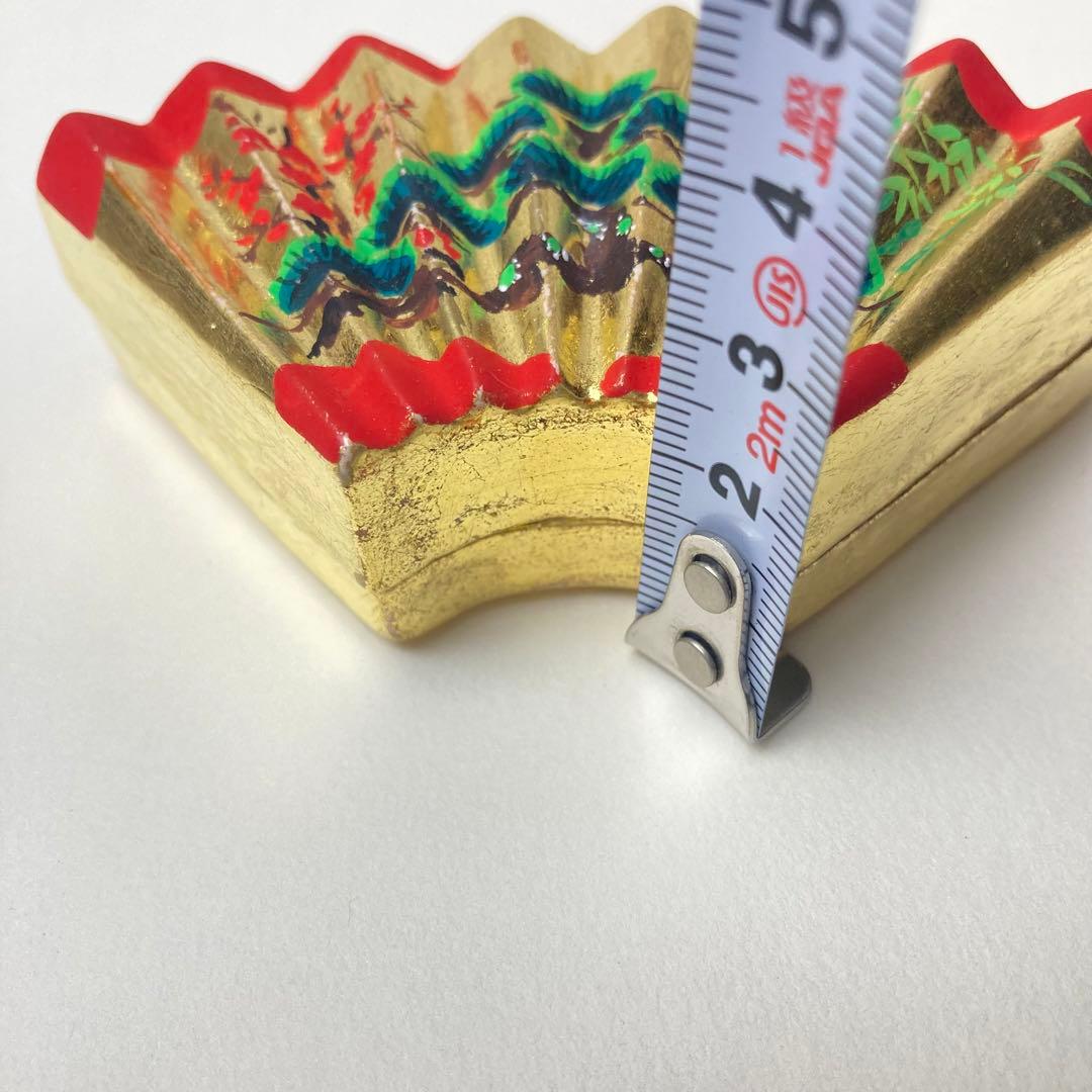 檜垣青子 扇面 松竹梅 香合 金 青子 共箱 栞付 茶道 送料込 晴 美品 楽