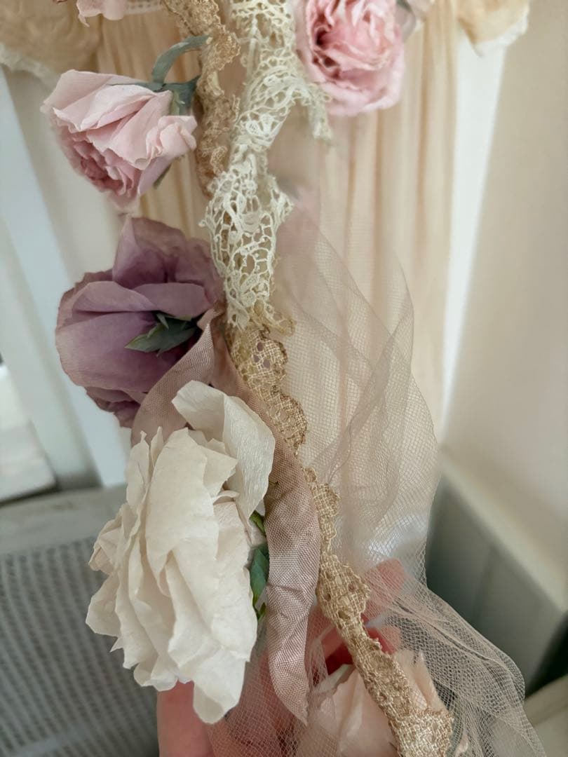 フランスアンティーク クラフトフラワー ガーランド　シャビー トルソー 布花