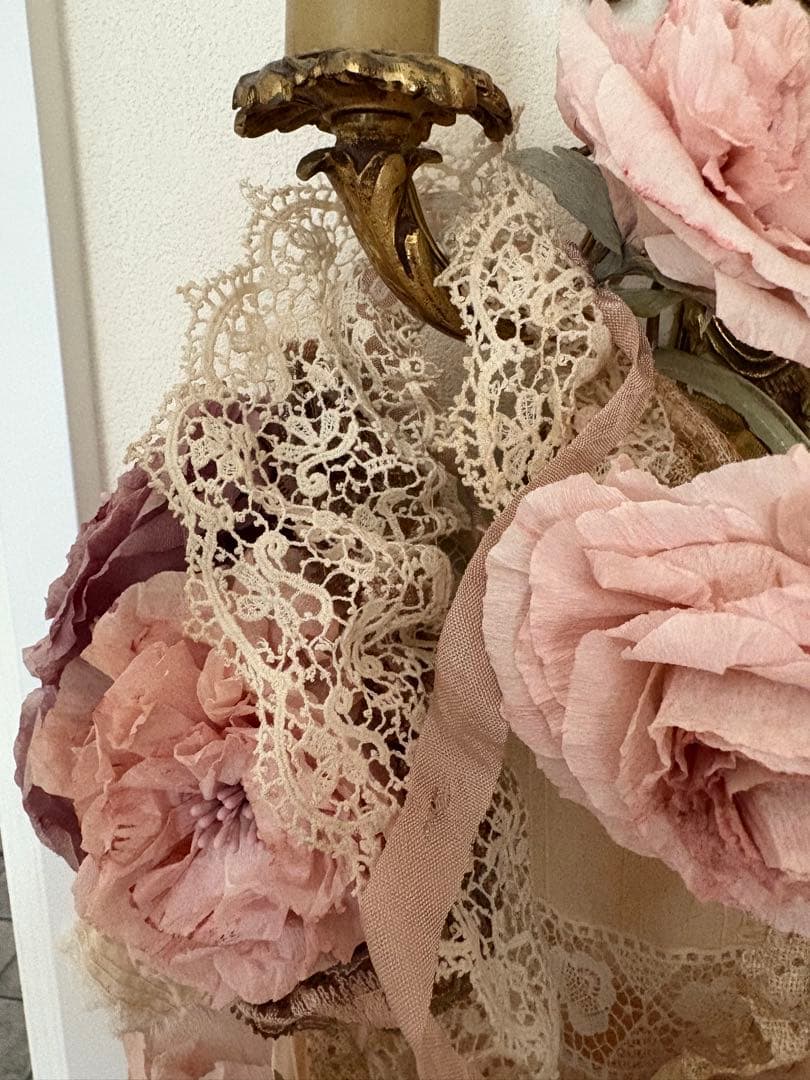 フランスアンティーク クラフトフラワー ガーランド　シャビー トルソー 布花