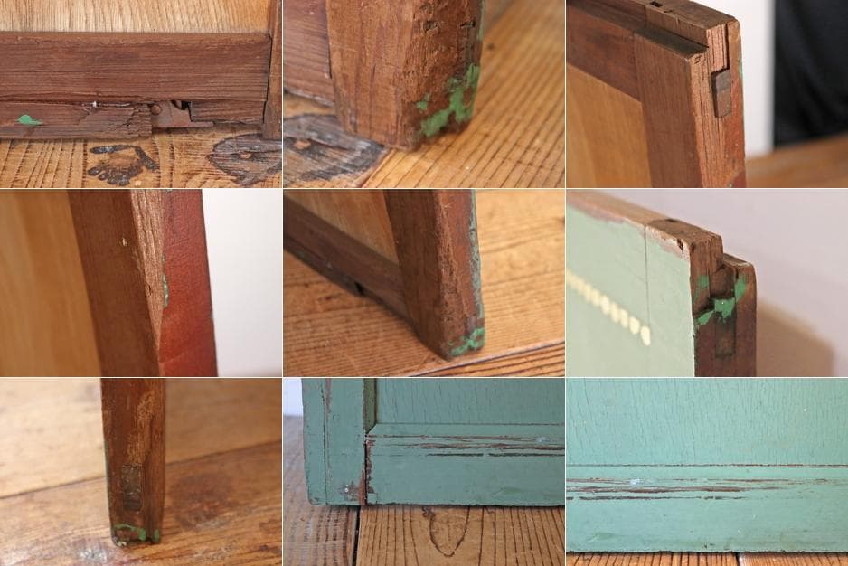 レトロ 建具 扉 引き戸 ドア ペイント 緑 花柄 木製 ヴィンテージ 2