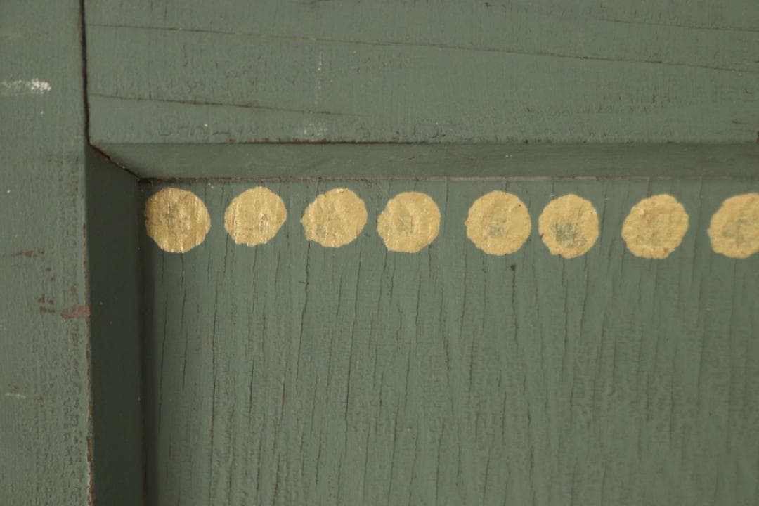 レトロ 建具 扉 引き戸 ドア ペイント 緑 花柄 木製 ヴィンテージ 2