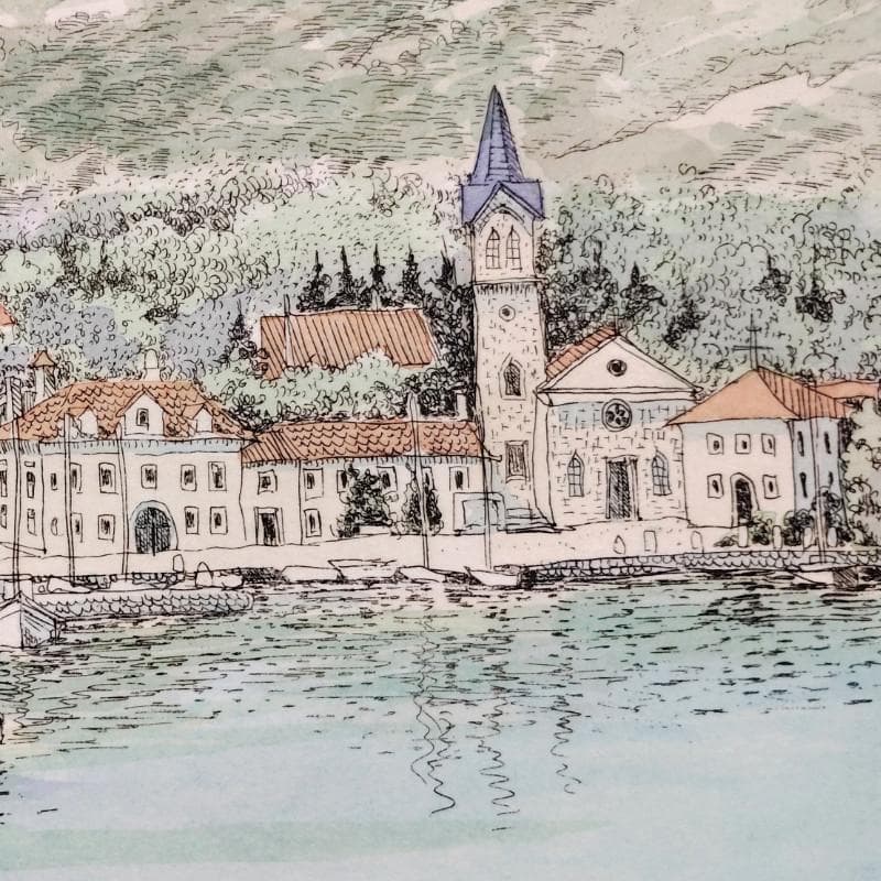 ☆織田義郎☆「Lakeside」銅版画+手彩 185/200