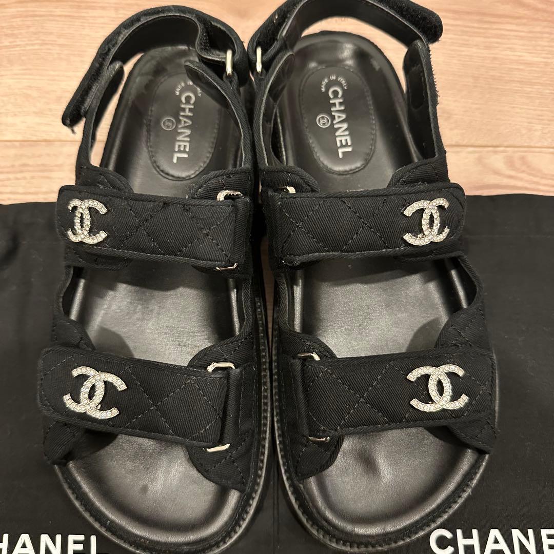 【あんしん鑑定付】 CHANEL フットベッドサンダル マトラッセ