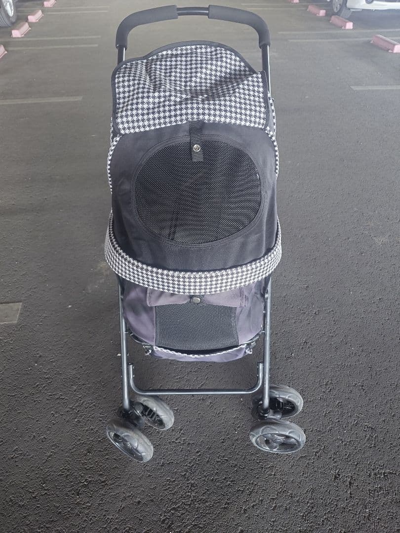 限定値下げ　ペットカート チェック柄 メッシュカバー付き