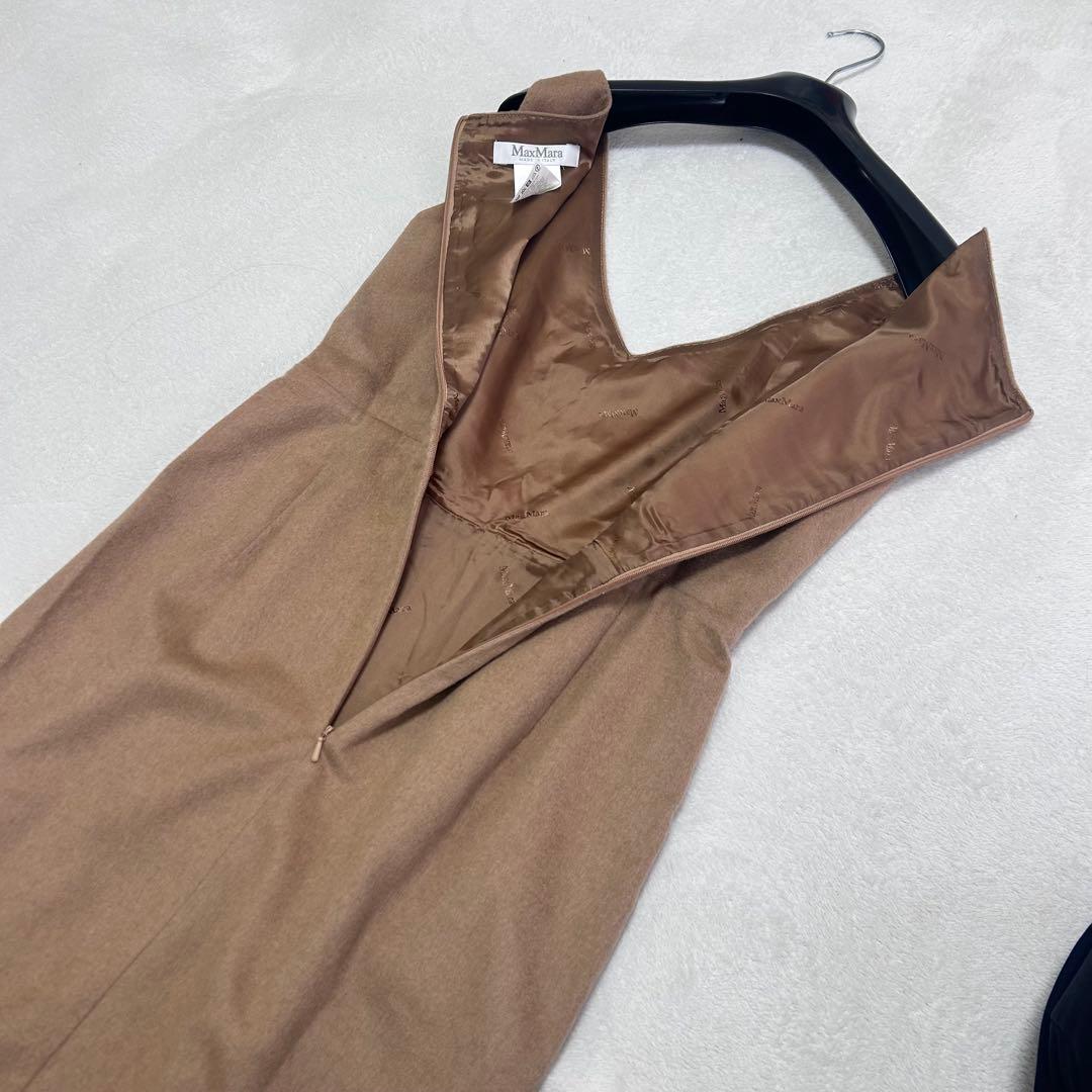 キャメル100%✨美品✨高級白タグ　マックスマーラ　裏地あり　キャメルワンピース
