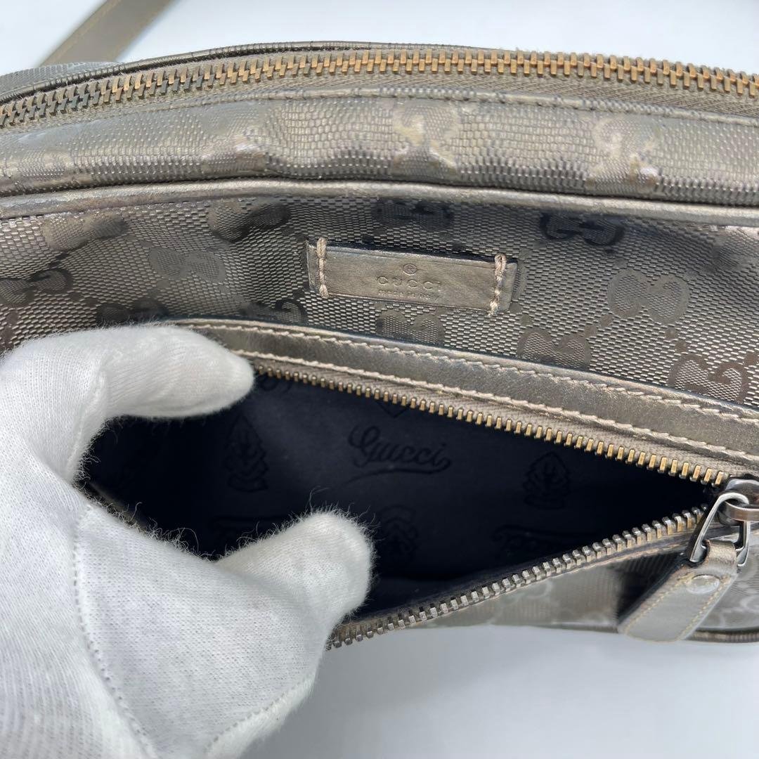 GUCCI ショルダーバッグ ポシェット 斜めがけ GGインプリメ ロゴ PVC