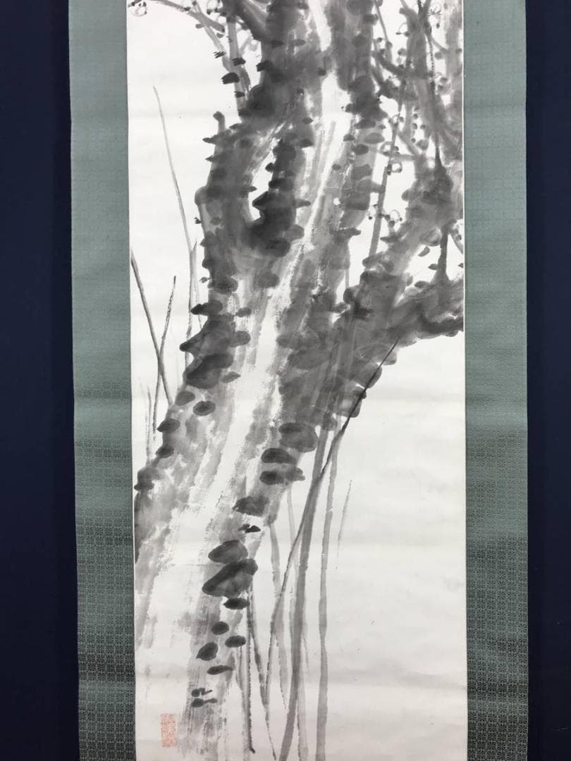 【真作】津田白印/梅花図/梅図/掛軸/名家伝来/AB-949