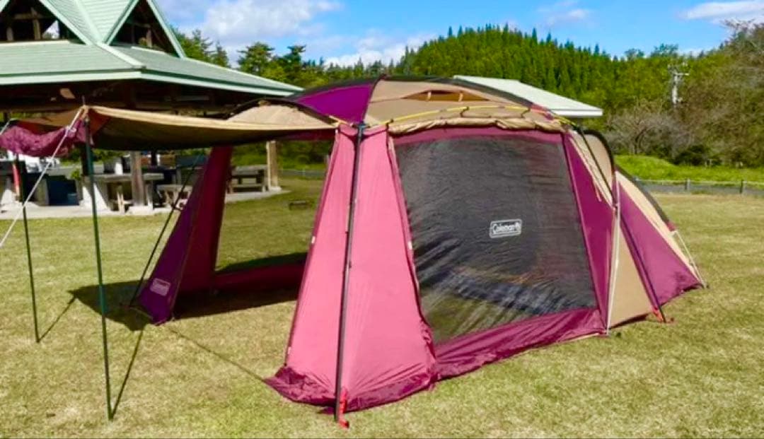 【極美品】コールマン テント ラウンドスクリーン2ルームハウスバーガンディ