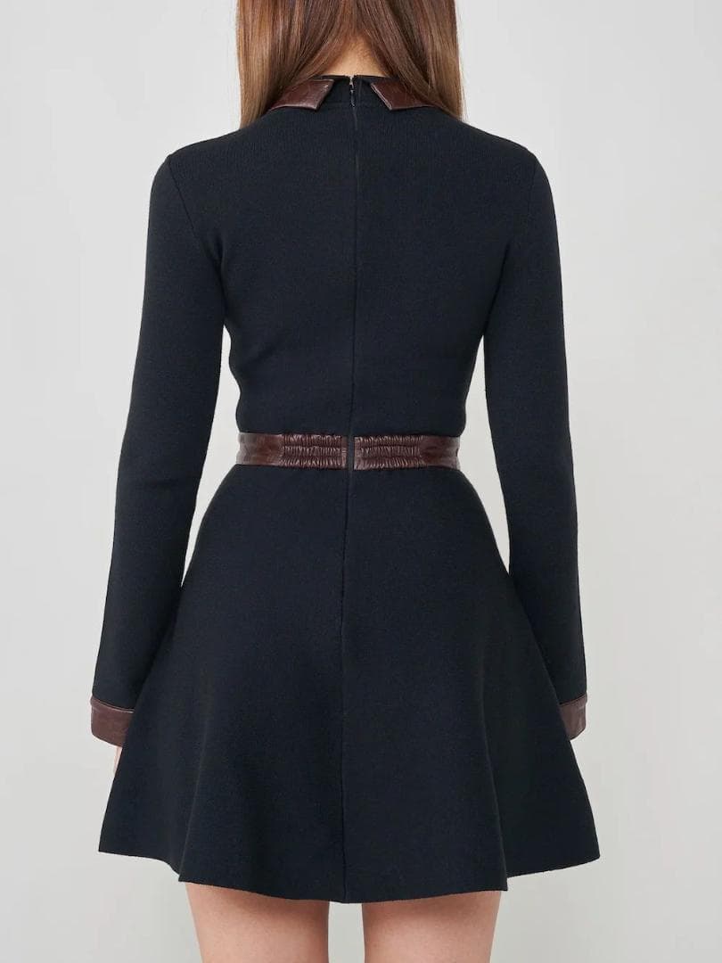 ダーリッチ darich ロゴレザーフレアミニワンピース BLK ブラック FL