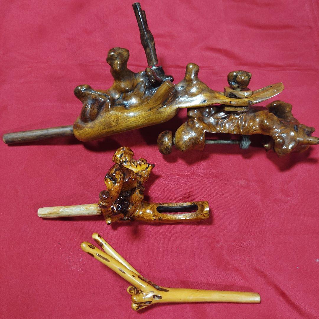 ヘラブナ釣り万力・希少天然杜松 弓型万力・杜松竿枕１点物希少です