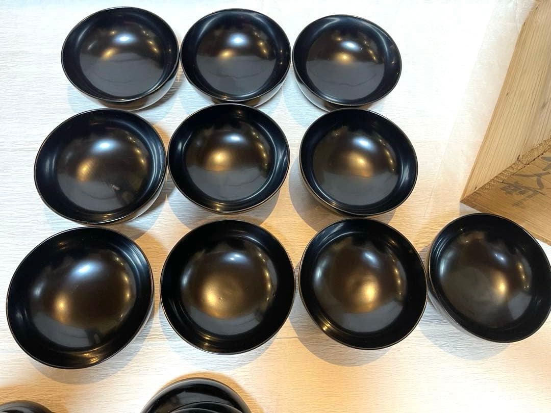木製漆器 吸物椀 10客 金蒔絵 骨董 時代物 アンティーク175