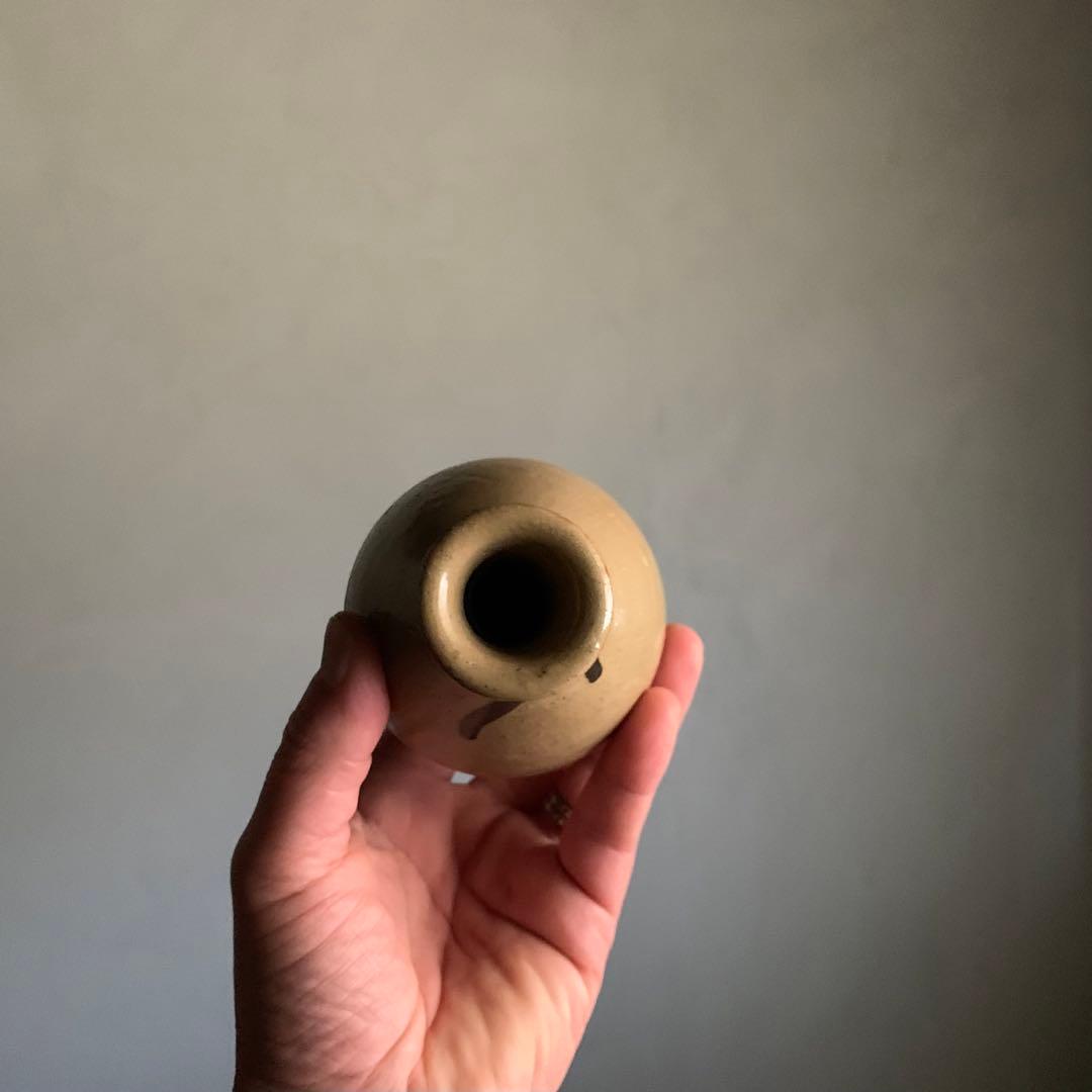 壺屋焼 灰釉褐釉流掛け瓶 18世紀 徳利 壺屋 鉄絵 古美術 琉球美術 湧田焼