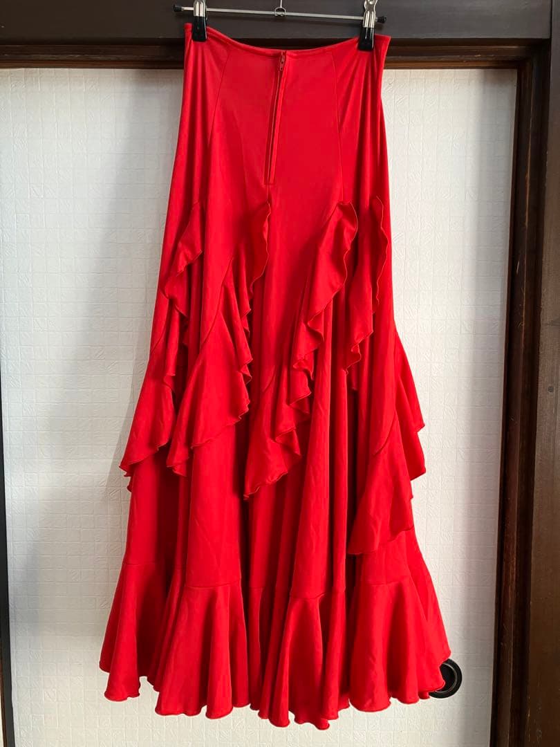 ソニアジョーンズ　フラメンコ　ファルダ　スカート　レッド　無地