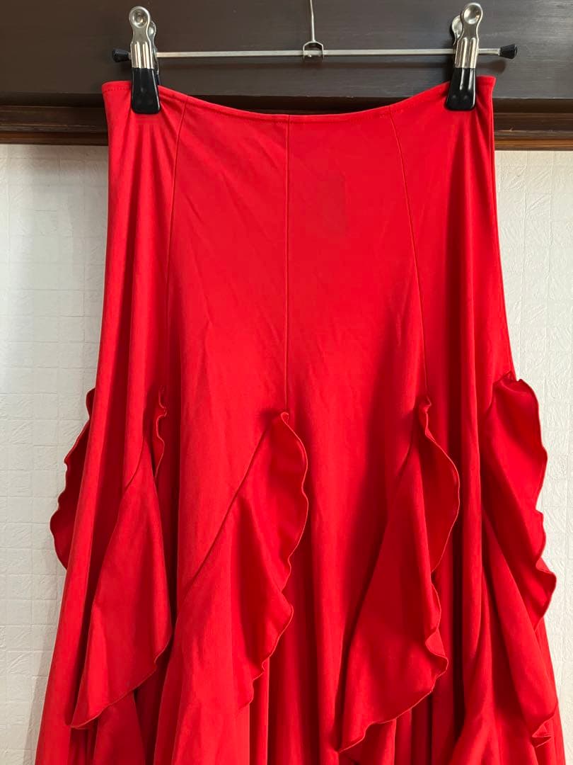 ソニアジョーンズ　フラメンコ　ファルダ　スカート　レッド　無地