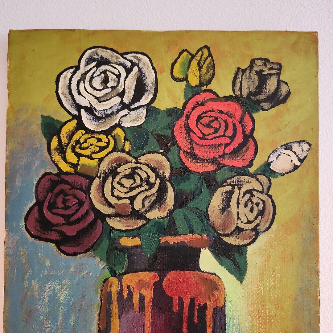 田渕眞兒　油絵　油彩　薔薇シリーズ　花　No.12-7