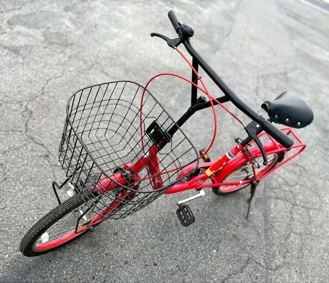 coccinelle 自転車 赤 レトロ おしゃれ コンパクト車【引き取り】