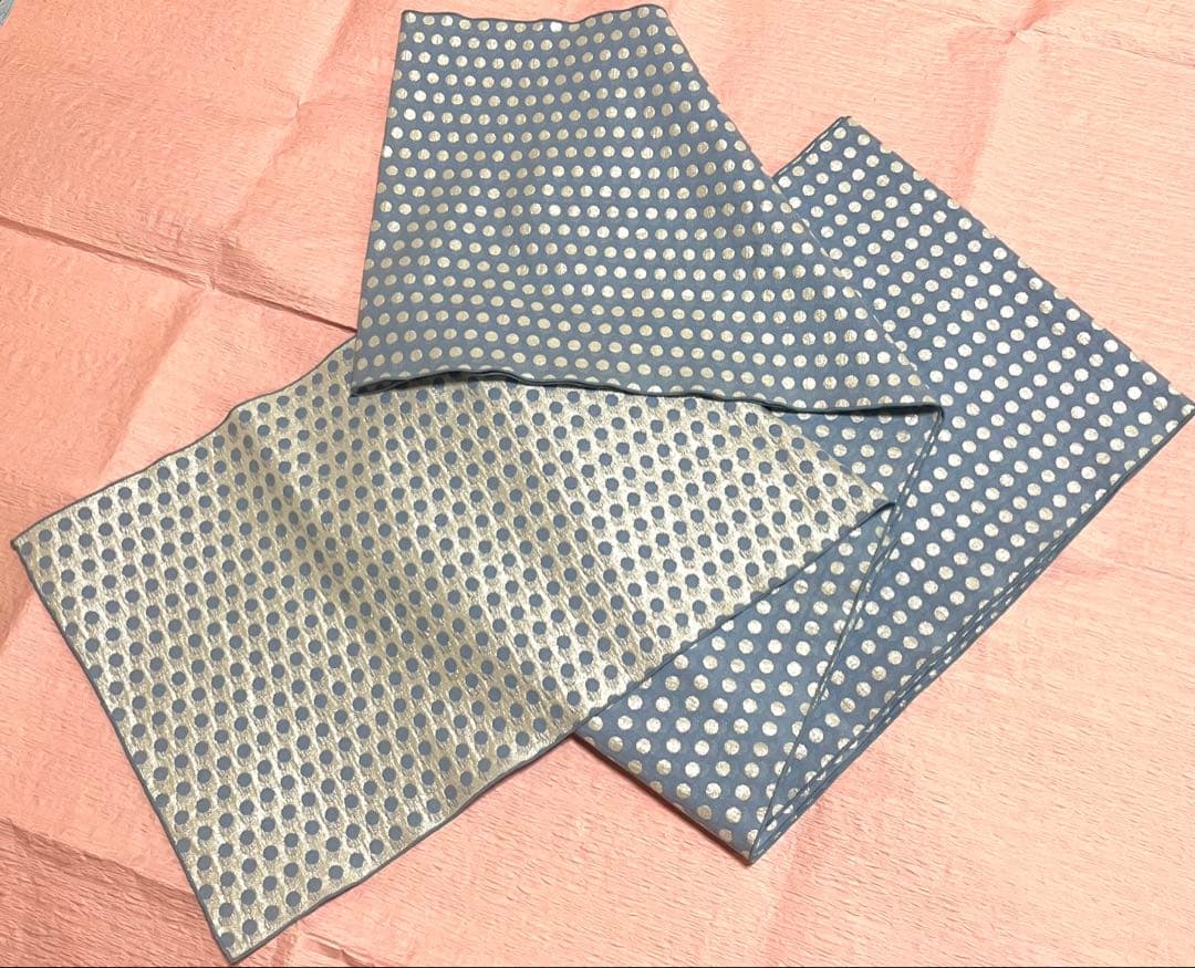 tsubakian シャイニードット 兵児帯 水色×シルバー