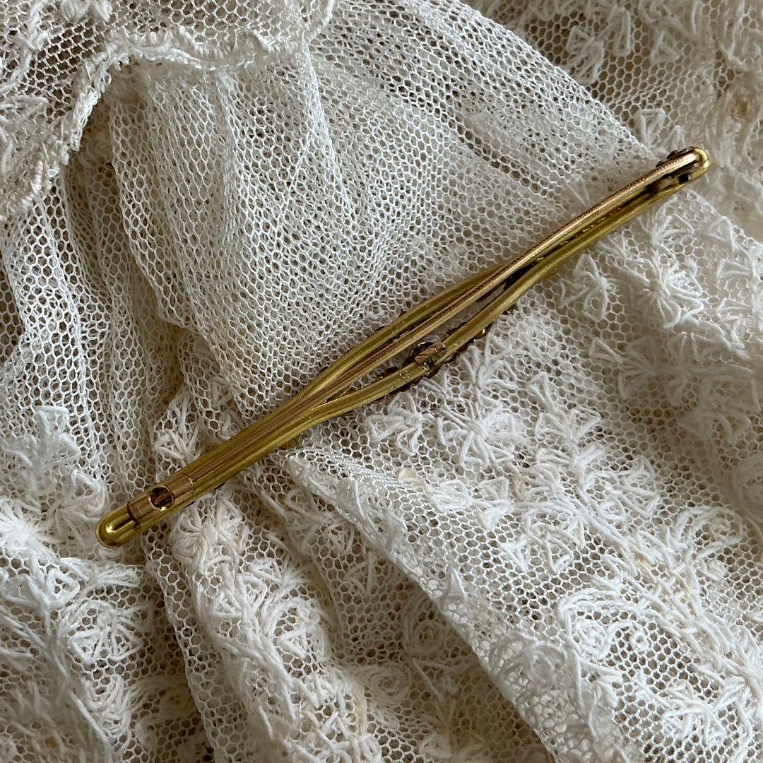 フランスアンティーク　ペンダントトップ＆ブローチ　ゴールドプレート　ビジュー