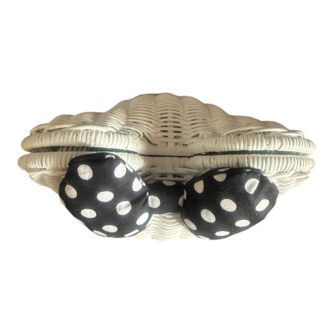 ミニーちゃんのカゴ製ショルダーバッグ 【可愛いいリボン付き黒色は珍しい】