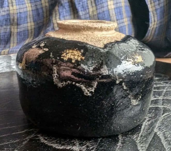 黒茶碗　九代大樋長左衛門作　共箱付き