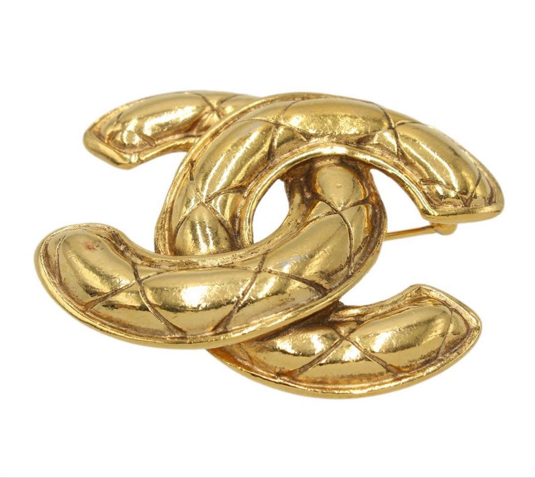 R2829 美品!! シャネル マトラッセ柄 ココマーク ブローチ