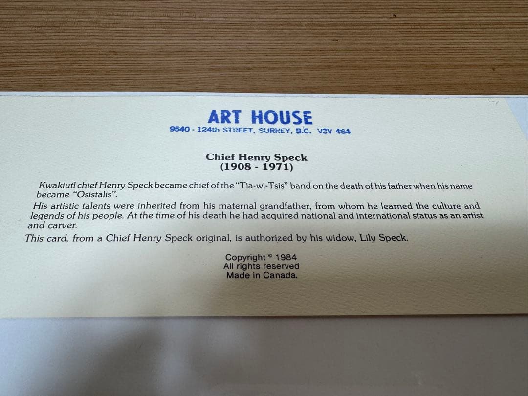 絵画 Chief Henry Speck art