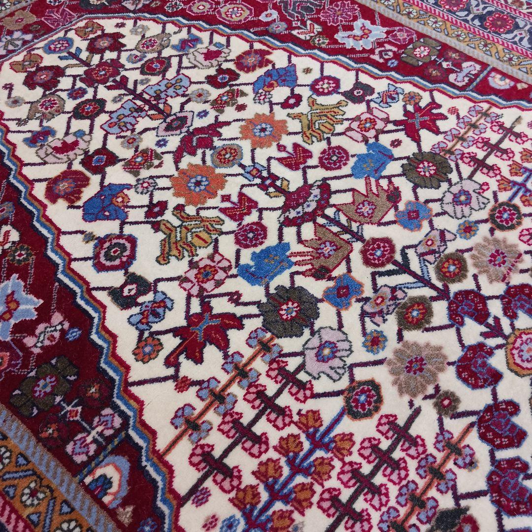 Y2762-1 ペルシャ絨毯 ウール 手織り 122×81㎝ ラグ マット