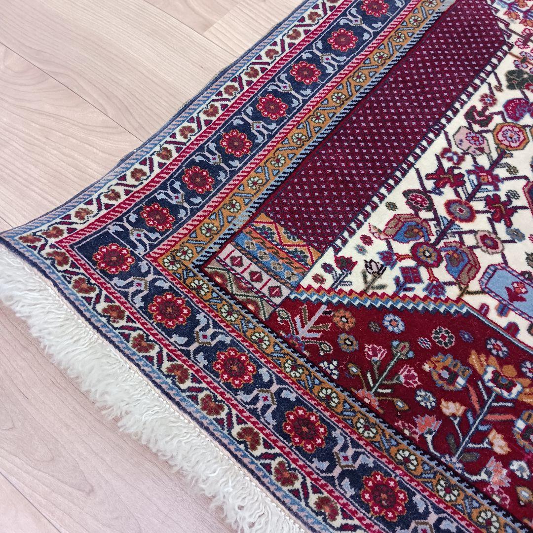 Y2762-1 ペルシャ絨毯 ウール 手織り 122×81㎝ ラグ マット