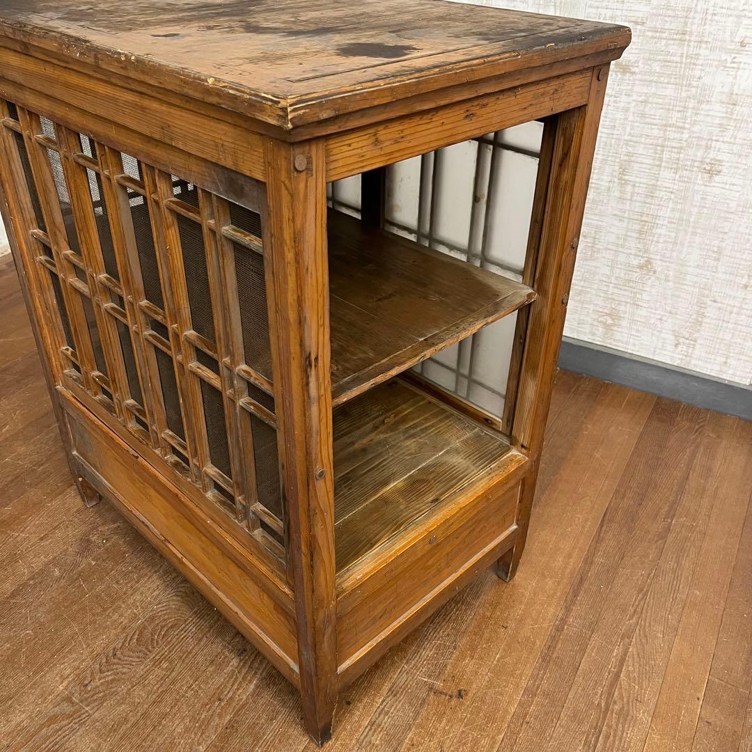 【アンティーク】昭和レトロ ガラス戸棚 食器棚 小引出し キャビネット 古家具