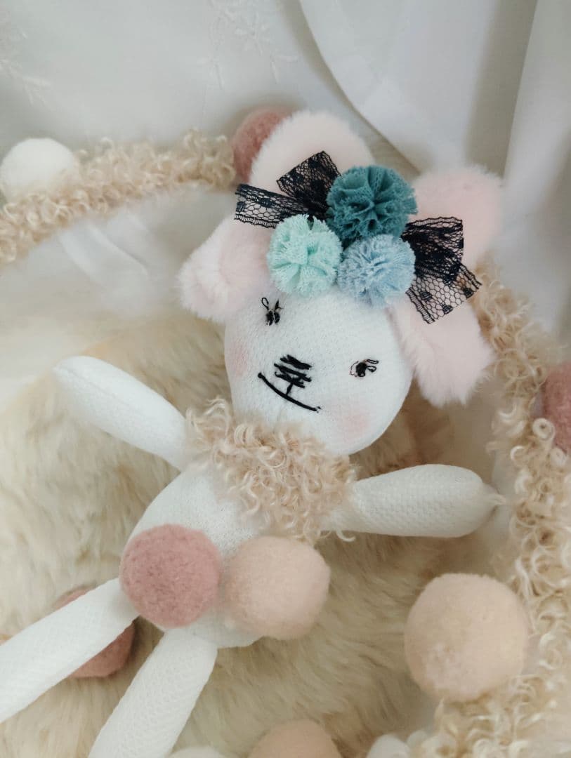 お世話してね❤生後１日子猫ちゃん♡バスケットとクマたん♡アートドール♡ぬいぐるみ