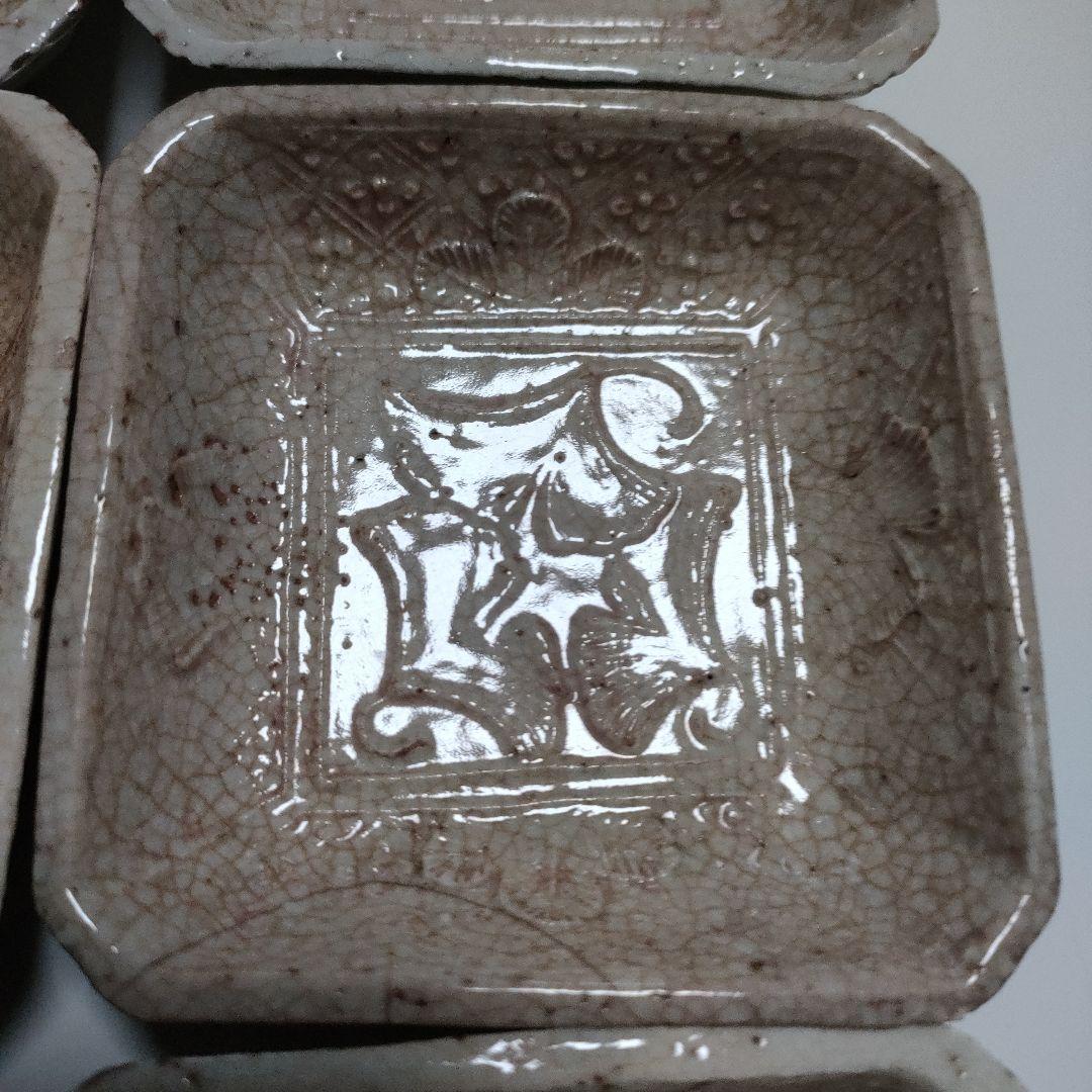 印花紋 伯庵 四方皿 志乃風 萩焼風