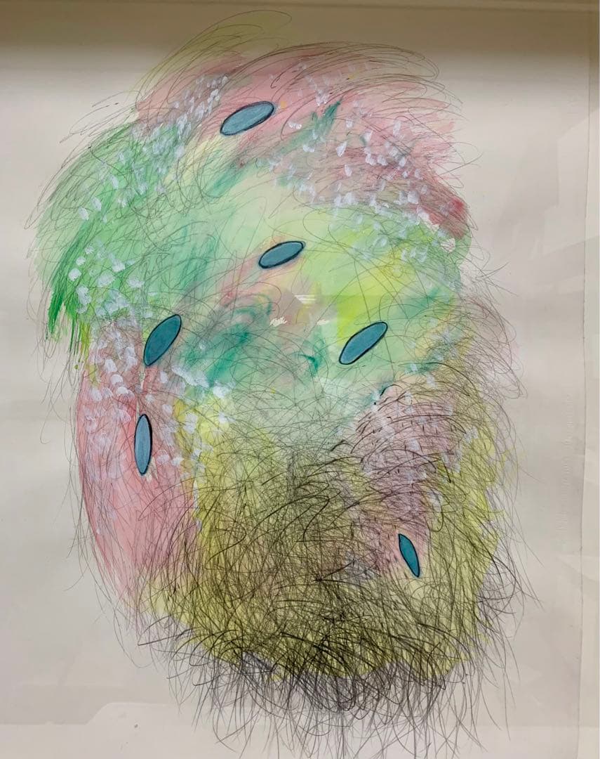 ✨ 抽象的な水彩+鉛筆画 フレーム付き