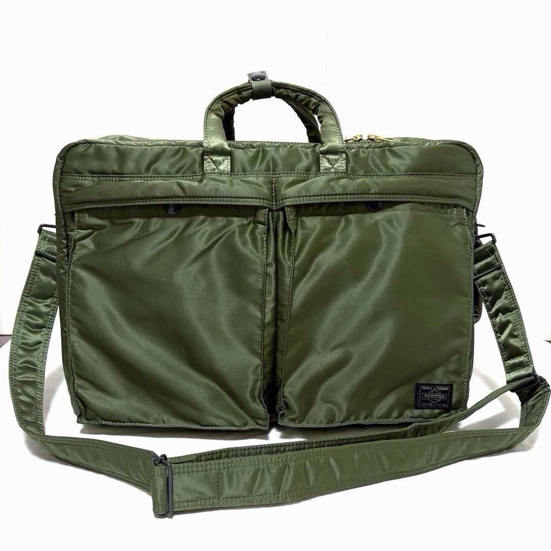 極美品✨希少 ポーター タンカー ビジネスバッグ3way 2層式 A4可 セージ