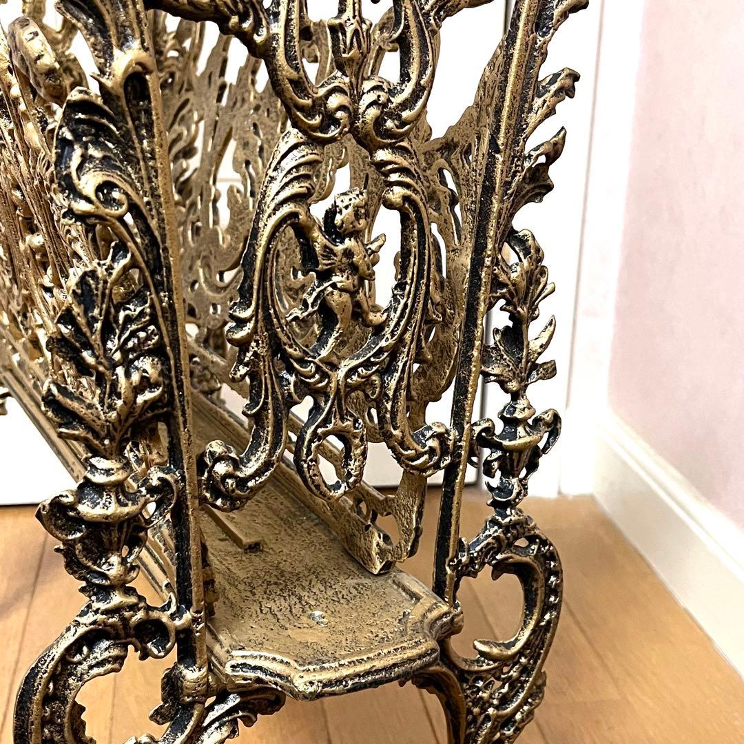 ヴィクトリアンスタイル　マガジンラック　アンティーク調　ゴールド　真鍮　レトロ