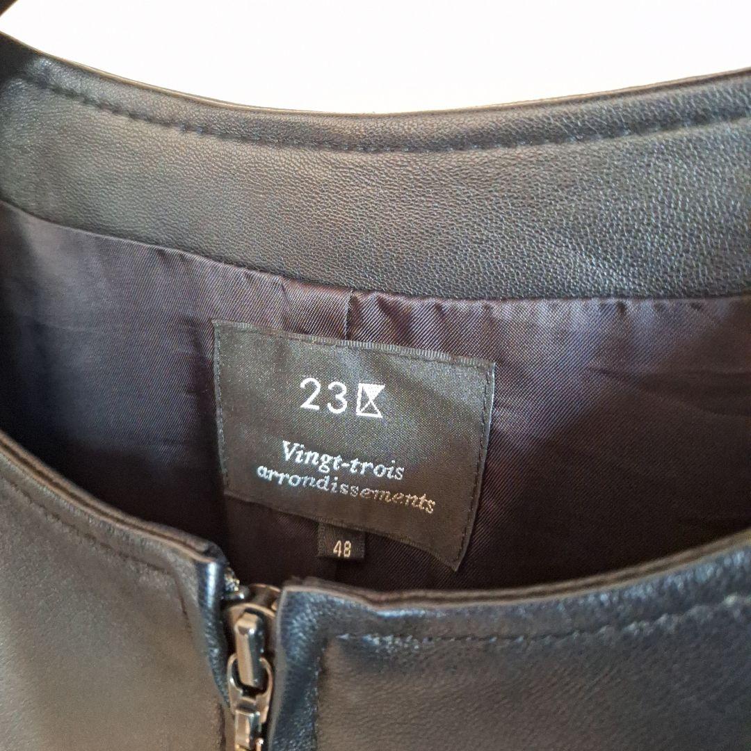 M*ʾ様 23区　ブラックレザーシングルライダースジャケット サイズ48