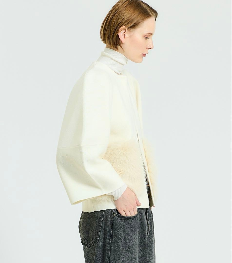 近年.美品.定価4.6万☆エストネーション ファーポケットニットショートコート